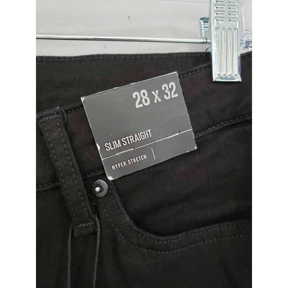 NEW 28X32 EXPRESS BLACK SLIM STRAIGHT HYPER STRETCH‎ BLACK JEANS